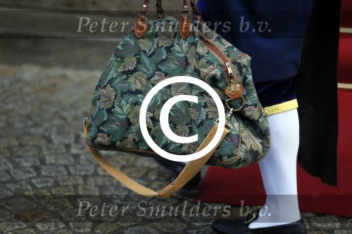 Amsterdam 15 januari 2014
Nieuwjaarsreceptie Koning Willem Alexander en Koningin Maxima in het paleis op de dam. Kleding en tas prinses Beatrix