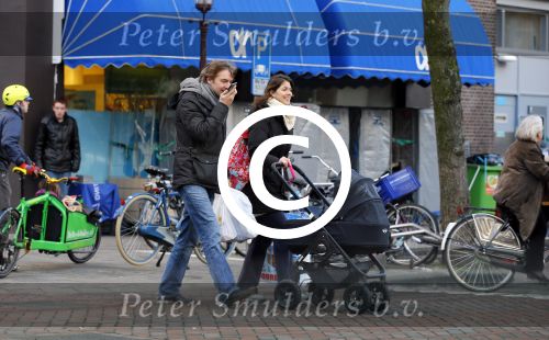 Amsterdam  11 januari 2014
Victor Reinier met vriendin en baby in kinderwagen.