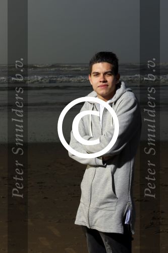 Bloemendaal 8 februari 2015
Jordy Maas op het strand bij Bloemendaal