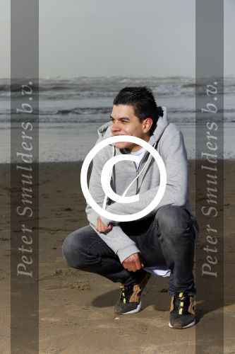 Bloemendaal 8 februari 2015
Jordy Maas op het strand bij Bloemendaal