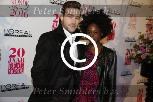 Amsterdam 18 januari 2016
Uitreiking Beau monde awards in het Amstel Hotel.
Dave Mantel met zijn vriendin