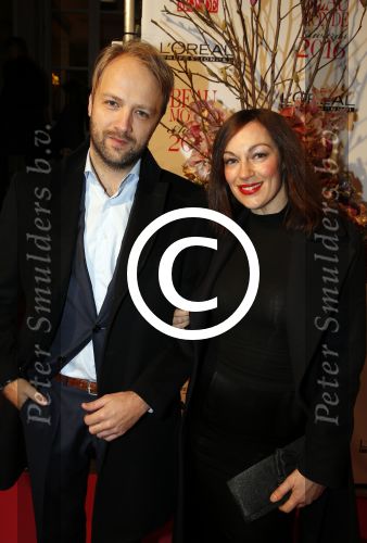 Amsterdam 18 januari 2016
Uitreiking Beau monde awards in het Amstel Hotel.
Miryanna van Reeden  met kennis Frank e Hollywood