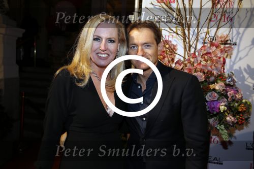 Amsterdam 18 januari 2016
Uitreiking Beau monde awards in het Amstel Hotel.
Monique Collignon met Christiaan Loman