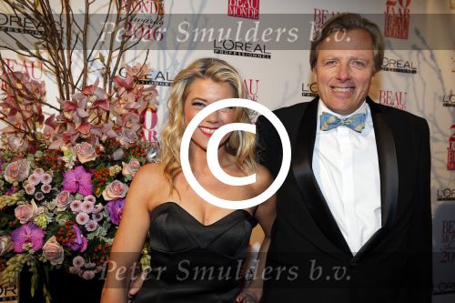 Amsterdam 18 januari 2016
Uitreiking Beau monde awards in het Amstel Hotel.
Sandra Ysbrandy  met man