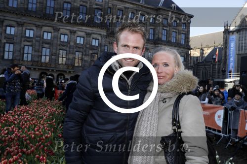 Amsterdam 21 januari 2017 
Boer Tom Groot bij event met tulpen bij paleis op de dam.