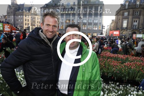 Amsterdam 21 januari 2017 
Boer Tom Groot bij event met tulpen bij paleis op de dam.