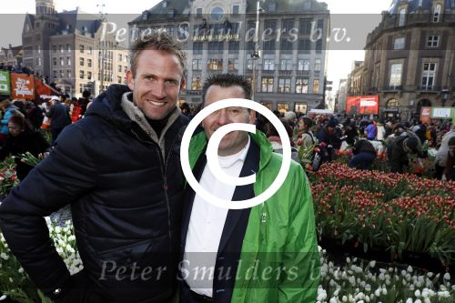 Amsterdam 21 januari 2017 
Boer Tom Groot bij event met tulpen bij paleis op de dam.