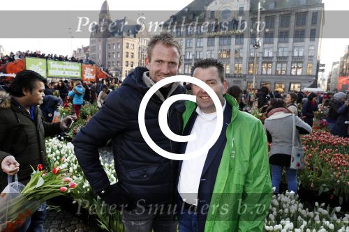 Amsterdam 21 januari 2017 
Boer Tom Groot bij event met tulpen bij paleis op de dam.