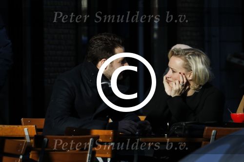 Amsterdam 21 januari 2017  
Eva Jinek met vriend Dexter van der Voorn op de beethovenstraat.