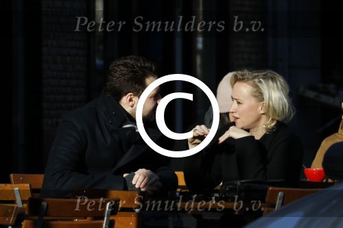 Amsterdam 21 januari 2017  
Eva Jinek met vriend Dexter van der Voorn op de beethovenstraat.
