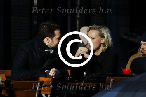 Amsterdam 21 januari 2017  
Eva Jinek met vriend Dexter van der Voorn op de beethovenstraat.