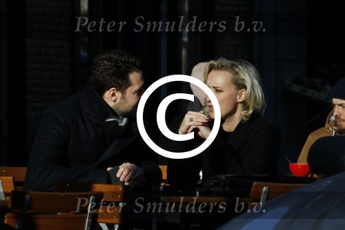 Amsterdam 21 januari 2017  
Eva Jinek met vriend Dexter van der Voorn op de beethovenstraat.