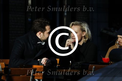 Amsterdam 21 januari 2017  
Eva Jinek met vriend Dexter van der Voorn op de beethovenstraat.