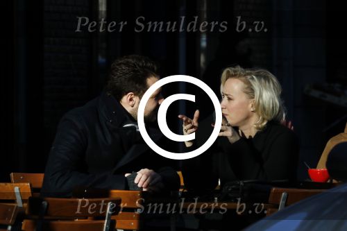 Amsterdam 21 januari 2017  
Eva Jinek met vriend Dexter van der Voorn op de beethovenstraat.