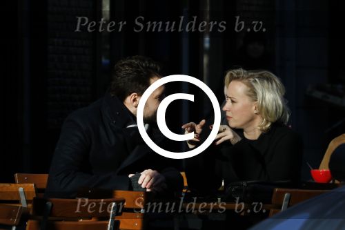 Amsterdam 21 januari 2017  
Eva Jinek met vriend Dexter van der Voorn op de beethovenstraat.
