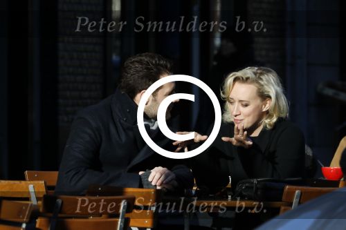 Amsterdam 21 januari 2017  
Eva Jinek met vriend Dexter van der Voorn op de beethovenstraat.