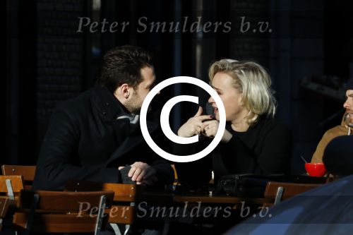 Amsterdam 21 januari 2017  
Eva Jinek met vriend Dexter van der Voorn op de beethovenstraat.