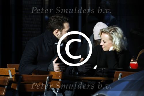 Amsterdam 21 januari 2017  
Eva Jinek met vriend Dexter van der Voorn op de beethovenstraat.