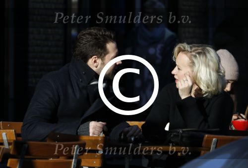 Amsterdam 21 januari 2017  
Eva Jinek met vriend Dexter van der Voorn op de beethovenstraat.