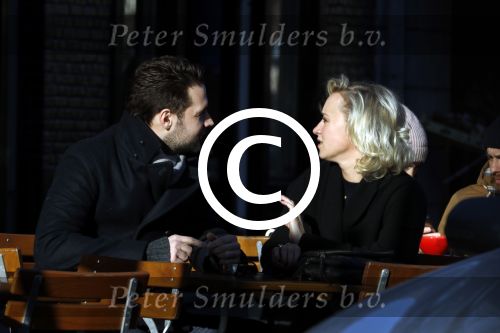 Amsterdam 21 januari 2017  
Eva Jinek met vriend Dexter van der Voorn op de beethovenstraat.