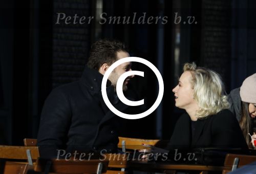 Amsterdam 21 januari 2017  
Eva Jinek met vriend Dexter van der Voorn op de beethovenstraat.