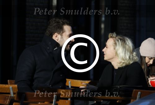Amsterdam 21 januari 2017  
Eva Jinek met vriend Dexter van der Voorn op de beethovenstraat.