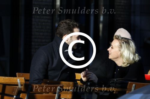 Amsterdam 21 januari 2017  
Eva Jinek met vriend Dexter van der Voorn op de beethovenstraat.
