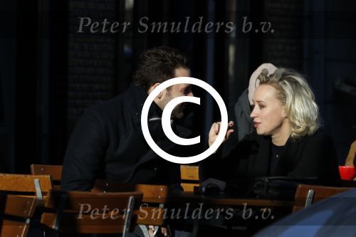 Amsterdam 21 januari 2017  
Eva Jinek met vriend Dexter van der Voorn op de beethovenstraat.