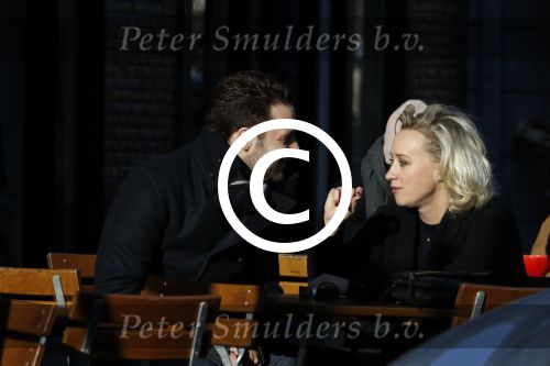 Amsterdam 21 januari 2017  
Eva Jinek met vriend Dexter van der Voorn op de beethovenstraat.