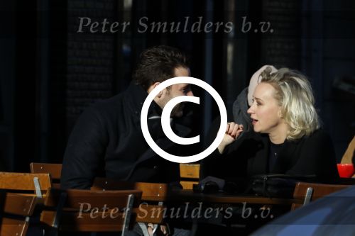 Amsterdam 21 januari 2017  
Eva Jinek met vriend Dexter van der Voorn op de beethovenstraat.