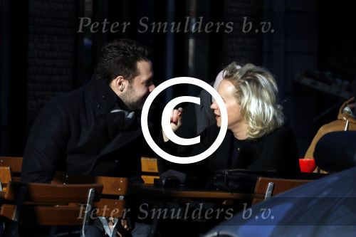 Amsterdam 21 januari 2017  
Eva Jinek met vriend Dexter van der Voorn op de beethovenstraat.