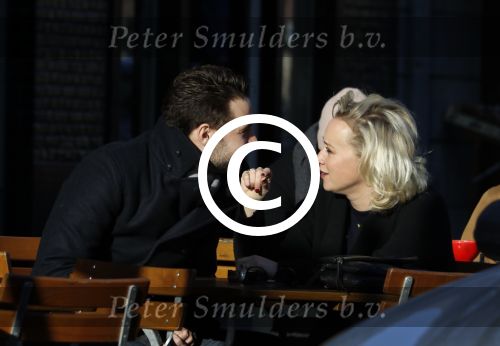 Amsterdam 21 januari 2017  
Eva Jinek met vriend Dexter van der Voorn op de beethovenstraat.