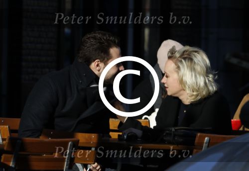 Amsterdam 21 januari 2017  
Eva Jinek met vriend Dexter van der Voorn op de beethovenstraat.