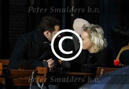 Amsterdam 21 januari 2017  
Eva Jinek met vriend Dexter van der Voorn op de beethovenstraat.