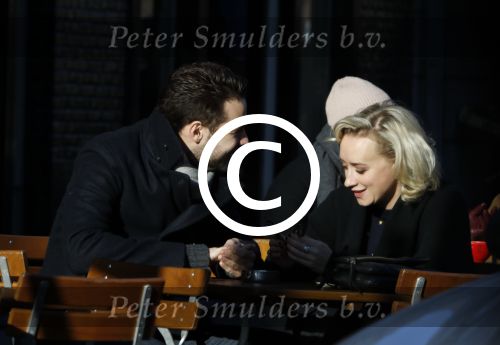 Amsterdam 21 januari 2017  
Eva Jinek met vriend Dexter van der Voorn op de beethovenstraat.