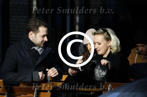 Amsterdam 21 januari 2017  
Eva Jinek met vriend Dexter van der Voorn op de beethovenstraat.
