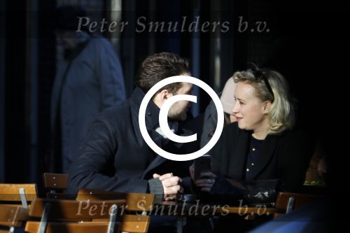 Amsterdam 21 januari 2017  
Eva Jinek met vriend Dexter van der Voorn op de beethovenstraat.