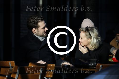 Amsterdam 21 januari 2017  
Eva Jinek met vriend Dexter van der Voorn op de beethovenstraat.