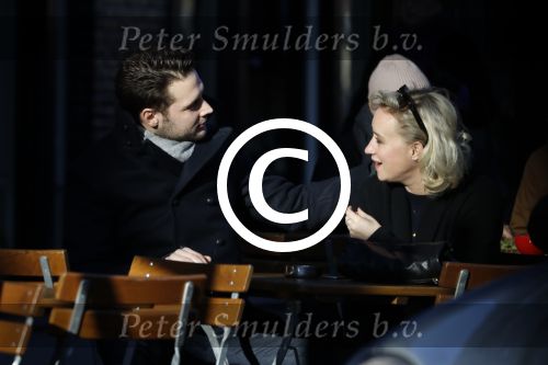 Amsterdam 21 januari 2017  
Eva Jinek met vriend Dexter van der Voorn op de beethovenstraat.
