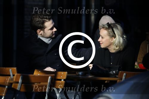 Amsterdam 21 januari 2017  
Eva Jinek met vriend Dexter van der Voorn op de beethovenstraat.