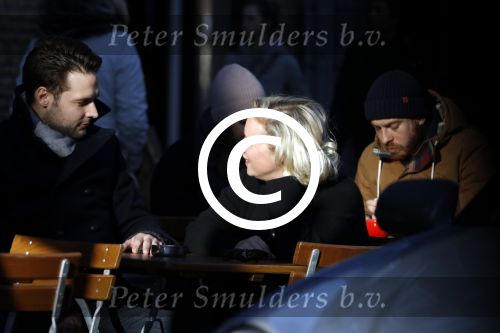 Amsterdam 21 januari 2017  
Eva Jinek met vriend Dexter van der Voorn op de beethovenstraat.