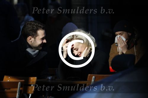 Amsterdam 21 januari 2017  
Eva Jinek met vriend Dexter van der Voorn op de beethovenstraat.