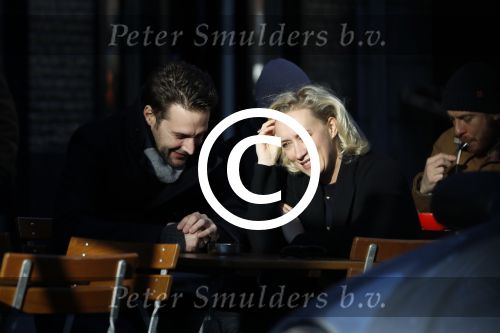 Amsterdam 21 januari 2017  
Eva Jinek met vriend Dexter van der Voorn op de beethovenstraat.