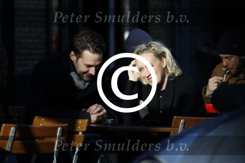 Amsterdam 21 januari 2017  
Eva Jinek met vriend Dexter van der Voorn op de beethovenstraat.