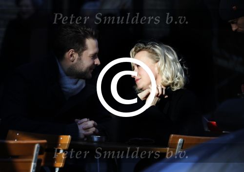Amsterdam 21 januari 2017  
Eva Jinek met vriend Dexter van der Voorn op de beethovenstraat.