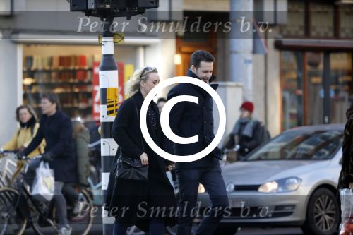 Amsterdam 21 januari 2017  
Eva Jinek met vriend Dexter van der Voorn op de beethovenstraat.