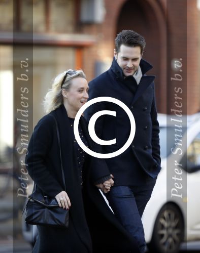 Amsterdam 21 januari 2017  
Eva Jinek met vriend Dexter van der Voorn op de beethovenstraat.