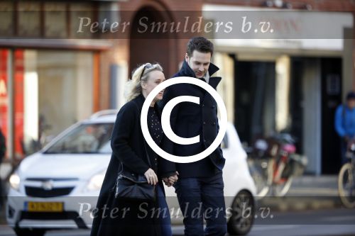 Amsterdam 21 januari 2017  
Eva Jinek met vriend Dexter van der Voorn op de beethovenstraat.