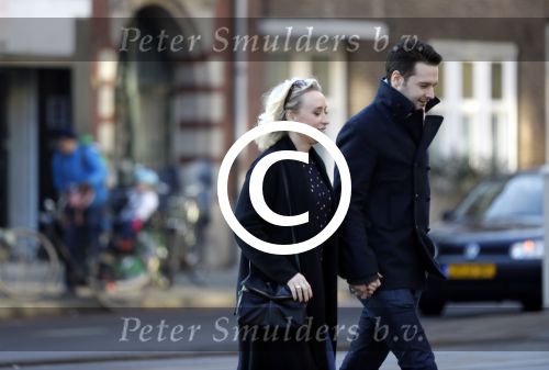 Amsterdam 21 januari 2017  
Eva Jinek met vriend Dexter van der Voorn op de beethovenstraat.