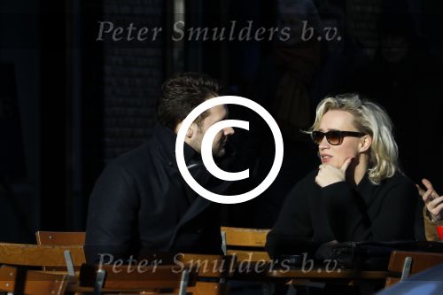 Amsterdam 21 januari 2017  
Eva Jinek met vriend Dexter van der Voorn op de beethovenstraat.